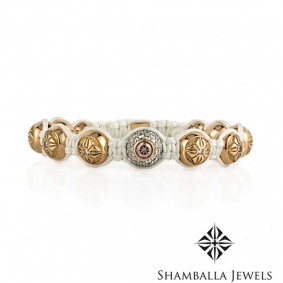 Shamballa 18k Rose Gold Diamond Set Bracelet